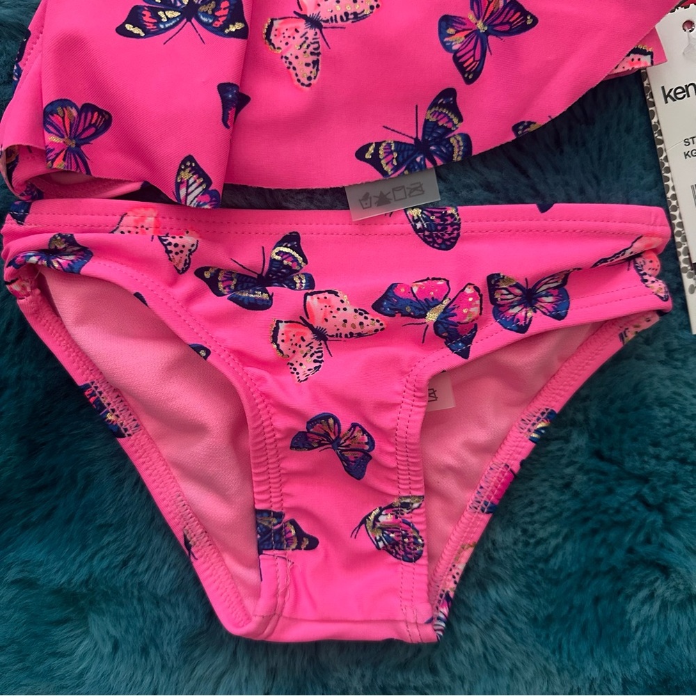 Kensie Girl Pink Butterfly Toddler Girl Swim Set - Picture 5 of 9